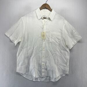 Alex Crane Shirt men's XL White 100% Linen Ola Button Up MSRP $130 NEW Pocket